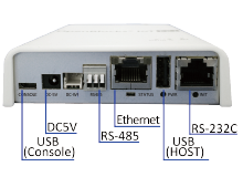 OpenBlocks IoT EX1のインターフェース接続部分写真
